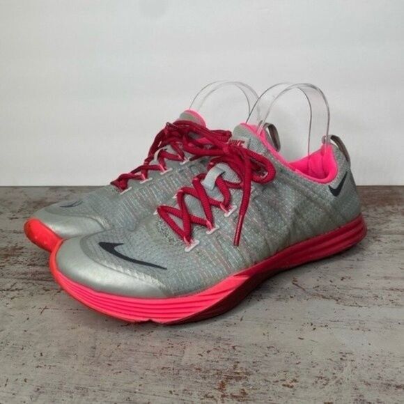 Nike Lunar Cross Element Grey Pink Athletic Shoes 8 - Picture 1 of 10